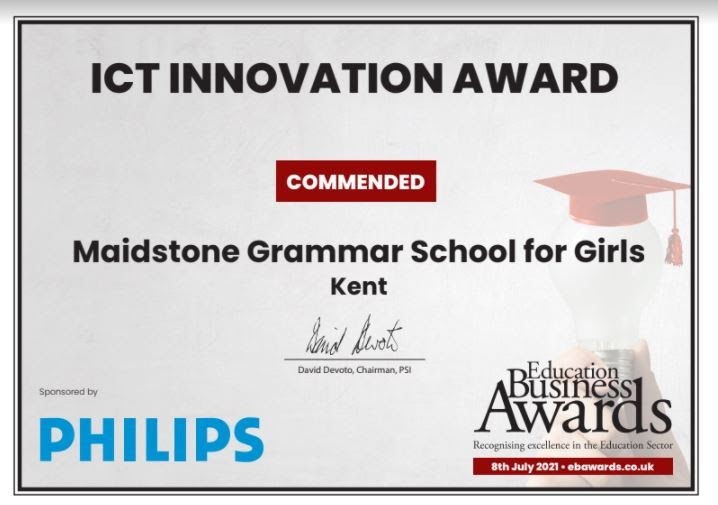 MGGS once again for making the shortlist for the ICT Innovation Award